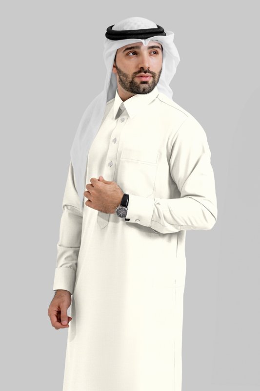 Alternative view of Cashmere Ivory Qatari Kandoora