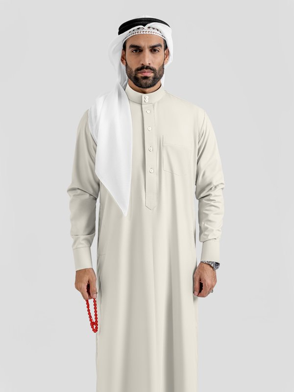 Alternative view of Cashmere Ivory Saudi Kandoora