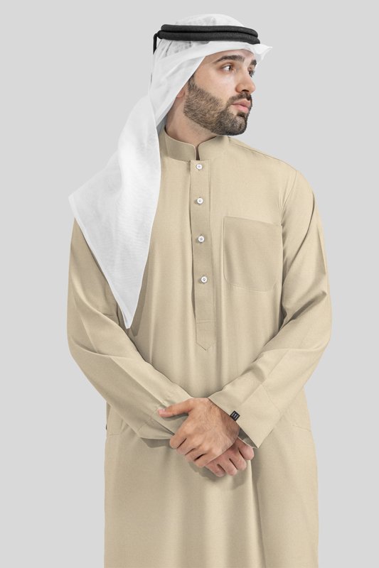 Alternative view of Elan Beige Kuwaiti Kandoora