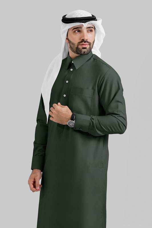 Alternative view of Elan Olive Qatari Kandoora