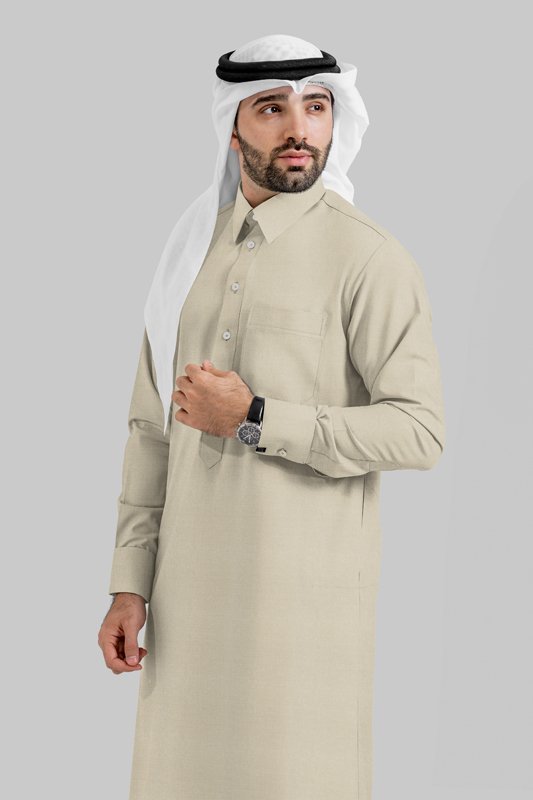 Alternative view of Noir Luxe Beige Qatari Kandoora