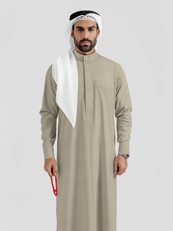 Alternative view of Noir Luxe Beige Saudi Kandoora