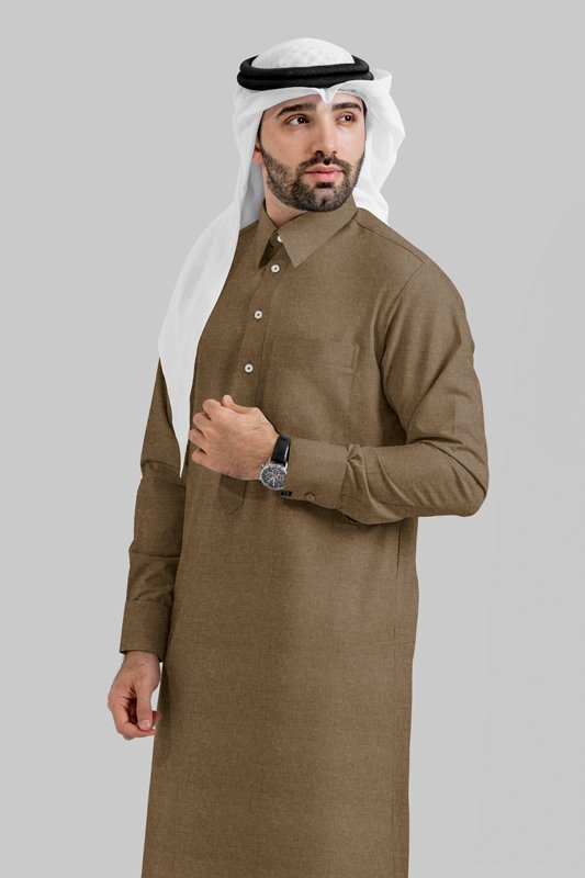 Alternative view of Noir Luxe Ash Brown Qatari Kandoora